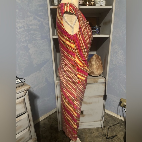 Ralph Lauren Red and Orange Striped Midi Dress size 6 - Picture 6 of 13